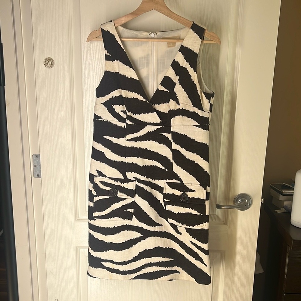 Michael Kors Brown and White Zebra Print Mini Dress
